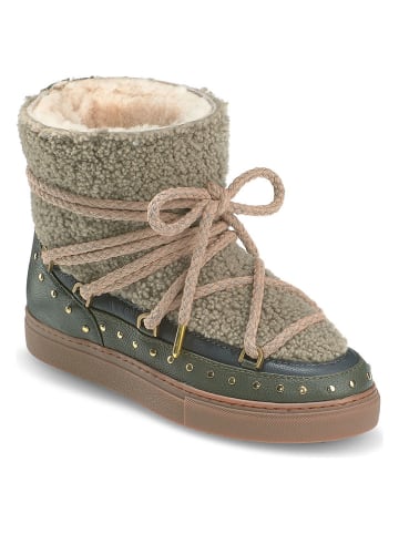 INUIKII Botki zimowe "Curly Rock" w kolorze khaki