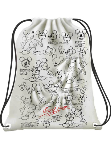 Stor Sportbeutel "Mickey Mouse" in Weiß/ Schwarz - (L)34 x (H)44 x (T)2 cm