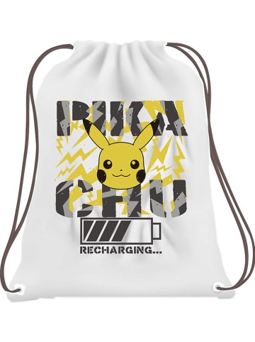 Stor Sportbeutel "Pokemon" in Weiß/ Schwarz/ Gelb - (L)34 x (H)44 x (T)2 cm
