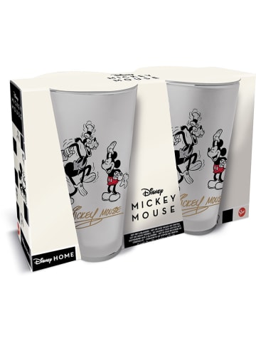 Stor 2er-Set: Gläser "Mickey Mouse" in Transparent/ Gold/ Schwarz - 490 ml