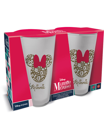 Stor 2er-Set: Gläser "Minnie Mouse" in Transparent/ Rot/ Gold - 490 ml