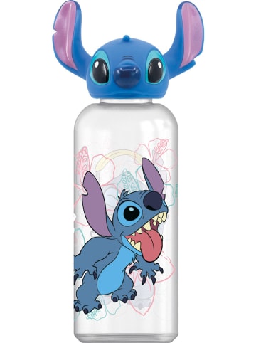Stor 3D-Trinkflasche "Stitch Flowers" in Blau - 560 ml