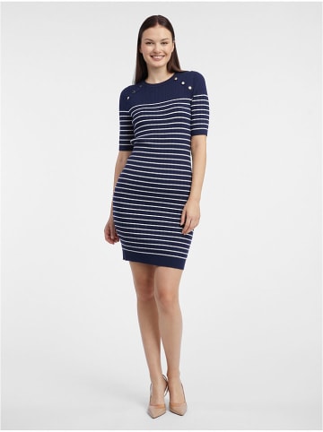 orsay Gebreide jurk blauw/wit