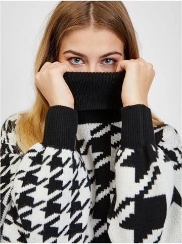 orsay Rollkragenpullover in Schwarz/ Weiß