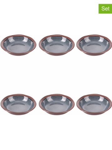 Villa d´Este 6er-Set: Suppenteller "Bretagne" in Dunkelblau/ Braun - Ø 19,5 cm