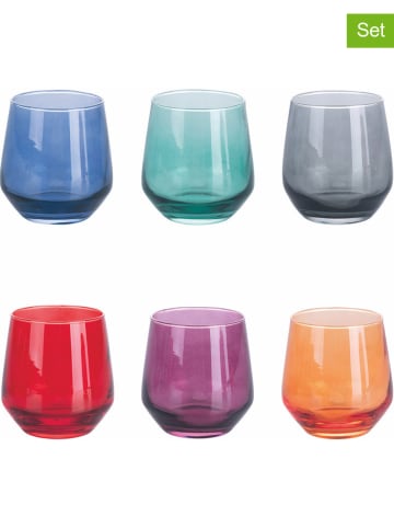 Villa d´Este 6-delige set: glazen "Elegance" meerkleurig - 365 ml