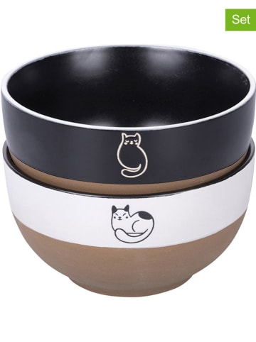 Villa d´Este 2er-Set: Müslischalen "Miao" in Schwarz/ Hellbraun/ Weiß - 690 ml