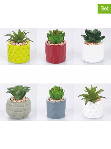 Villa d´Este 6-delige set: kunstplanten meerkleurig - (H)8 x Ø 5,8 cm