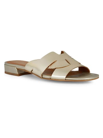 Geox Leren slippers "New Eraklia 15" goudkleurig