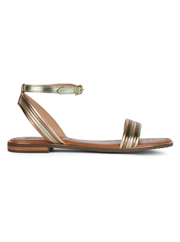 Geox Leren sandalen "Sozy Plus" goudkleurig/bruin/groen