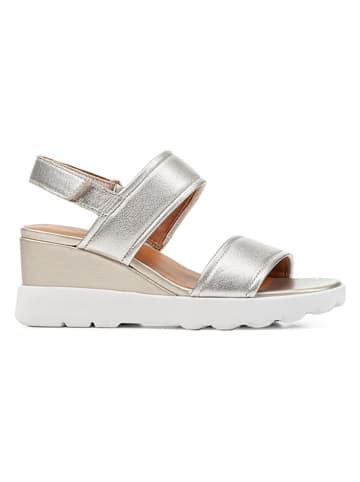 Geox Leder-Keilsandaleten "Spherica EC6" in Silber