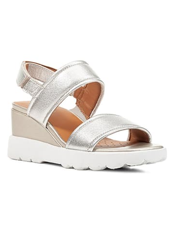 Geox Leder-Keilsandaleten "Spherica EC6" in Silber