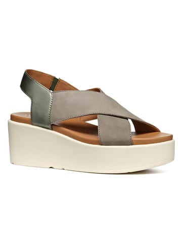 Geox Leder-Keilsandaletten "Xand 2.2S" in Grau