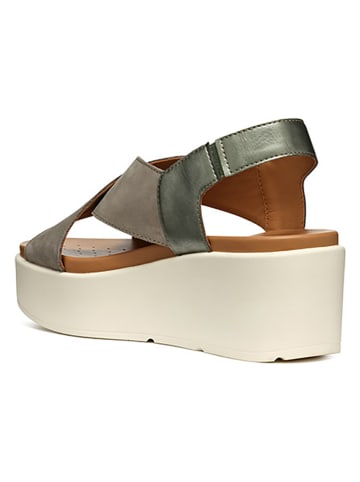 Geox Leder-Keilsandaletten "Xand 2.2S" in Grau