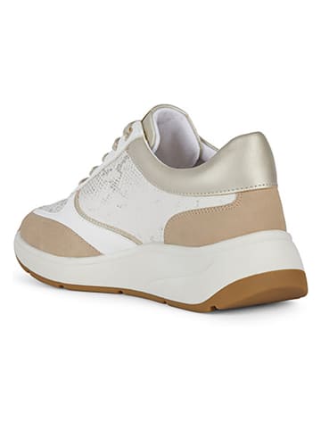 Geox Sneakers "Cristael" wit/goudkleurig/lichtbruin