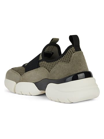 Geox Leder-Slipper "Adacter" in Khaki/ Schwarz