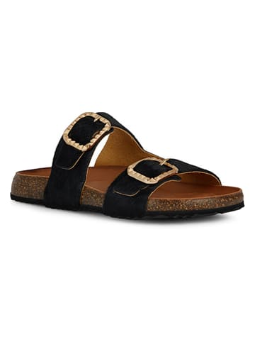 Geox Leren slippers "New Brionia" zwart