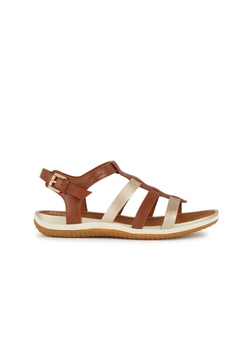 Geox Leder-Sandalen "Vega" in Hellbraun/ Gold