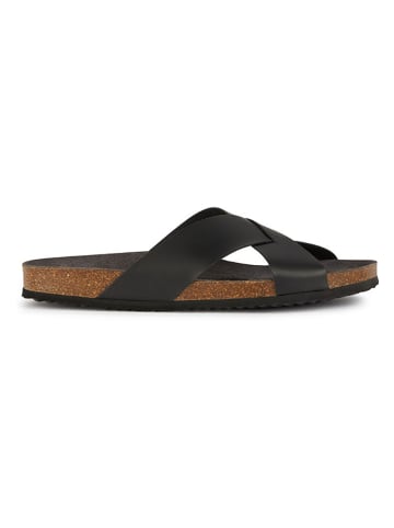 Geox Leren slippers "Ghita" zwart