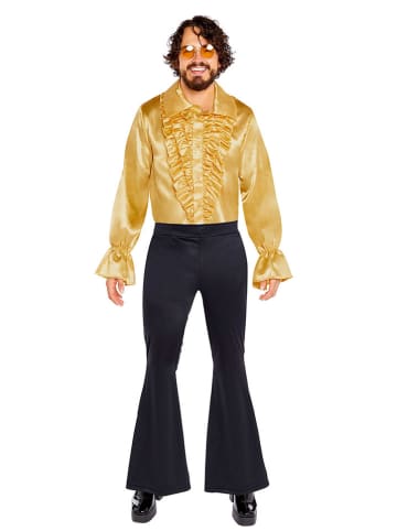 amscan Kostuumblouse "Satijnen Ruschenblouse" goudkleurig