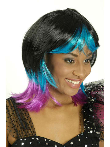 CHAKS Pruik "Wig Macarena" zwart/meerkleurig
