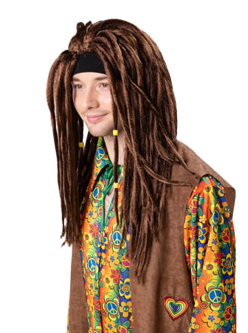 Party x People Pruik "Hippie" bruin