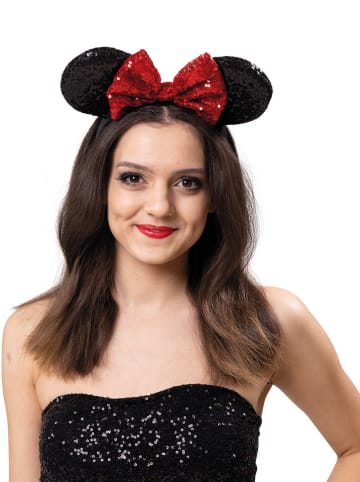 Party x People Haarband "Muizenoortjes Lurex" zwart/rood