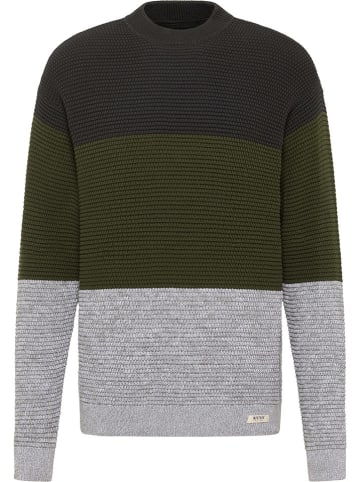 Mustang Sweter "Evesham" w kolorze antracytowo-beżowym