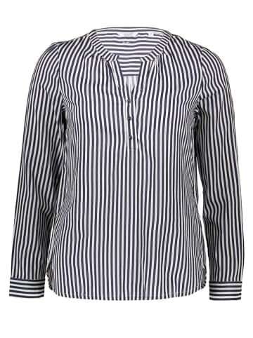Mustang Blouse "Emma" wit/donkerblauw