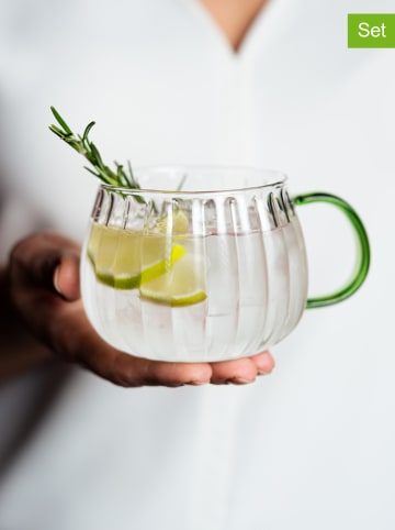 Vialli Design 2-delige set: glazen "Tulip" transparant/groen - 350 ml