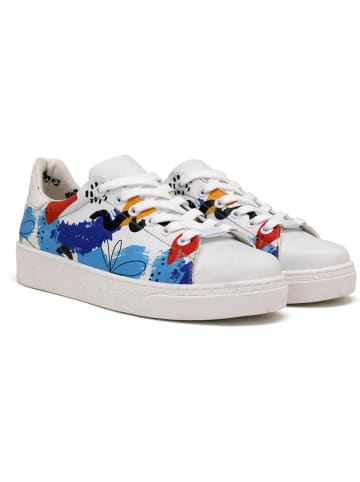 Goby Sneakers wit/lichtblauw/rood
