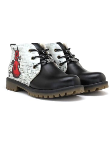 Goby Schnürschuhe in Schwarz/ Weiß/ Rot