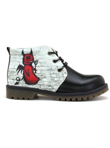 Goby Schnürschuhe in Schwarz/ Weiß/ Rot
