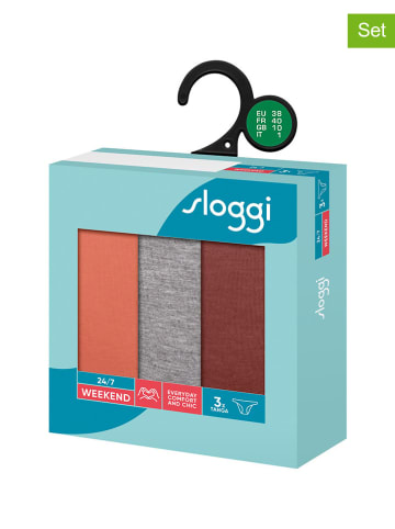 Sloggi 3er-Set: Slips "24/7 Weekend" in Orange/ Grau