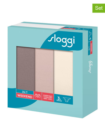 Sloggi Figi (3 pary) "24/7 Weekend" w kolorze beżowo-jasnobrązowym