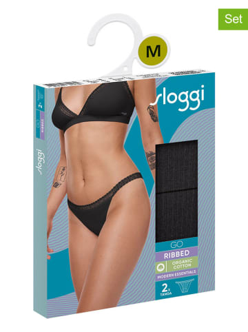 Sloggi Stringi (2 pary) "Go" w kolorze czarnym