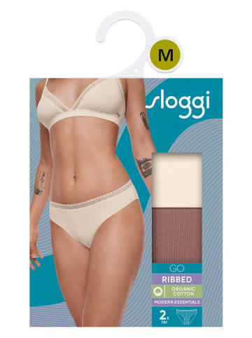 Sloggi 2er-Set: Slips "Go" in Hellbraun/ Creme