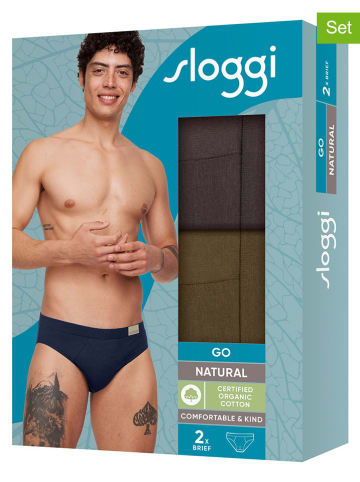 Sloggi 2-delige set: slips "Go" kaki/bruin
