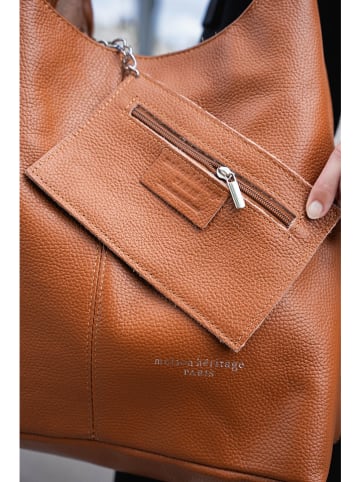 maison héritage PARIS Leder-Schultertasche "Rebe" in Hellbraun - (B)33 x (H)45 x (T)15 cm
