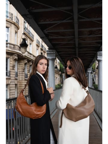 maison héritage PARIS Leder-Schultertasche "Valle" in Taupe in Beige/ Grau - (B)44 x (H)21 cm