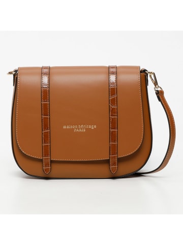 maison héritage PARIS Leder-Umhängetasche "Nash" in Hellbraun - (B)25 x (H)19 x (T)9 cm