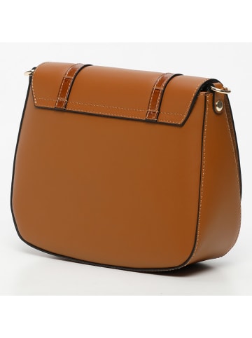 maison héritage PARIS Leren schoudertas "Nash" lichtbruin - (B)25 x (H)19 x (D)9 cm