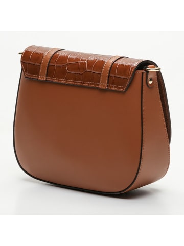 maison héritage PARIS Leder-Umhängetasche "Tex Croco" in Braun - (B)25 x (H)19 x (T)9 cm