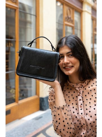 maison héritage PARIS Leder-Henkeltasche "Luna" in Schwarz - (B)19 x (H)15 x (T)10 cm
