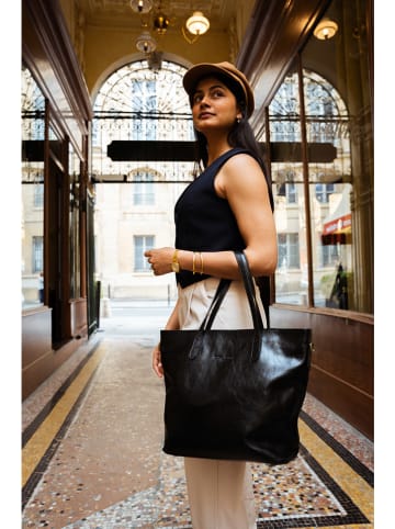 maison héritage PARIS Leder-Schultertasche "Sol" in Schwarz - (B)42 x (H)32 x (T)15 cm