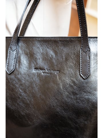 maison héritage PARIS Leder-Schultertasche "Sol" in Schwarz - (B)42 x (H)32 x (T)15 cm