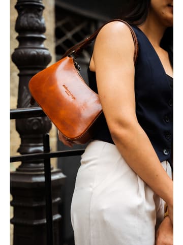 maison héritage PARIS Leder-Schultertasche "Titan" in Hellbraun - (B)26 x (H)17 x (T)7 cm