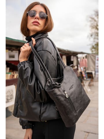 maison héritage PARIS Leder-Schultertasche "Lola" in Schwarz - (B)32 x (H)25 x (T)6 cm