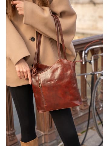 maison héritage PARIS Leder-Schultertasche "Lola" in Hellbraun - (B)32 x (H)25 x (T)6 cm