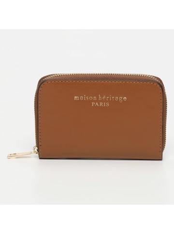 maison héritage PARIS Leren portemonnee "Moni Box" lichtbruin - (B)12 x (H)10 cm